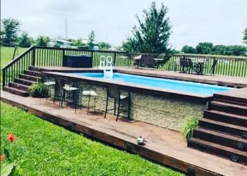 above ground level fiber pool